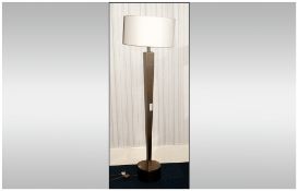 Modern Gold Tone Standard Lamp Of Square Tapering Form On A Raised Circular Base,