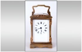 English Brass Carriage Clock With Visible Escapement.