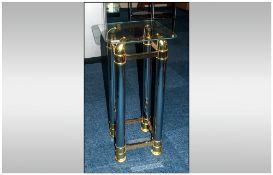 Gilt, Chrome & Glass Plant Stand, 4 chrome legs with gilt decoration.