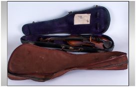 German Violin In Tooled Leather Case Of Fine Amber Colour,  24'' in length, with bill of sale from