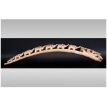 Antique Carved Ivory Tusk, fully carved with elephants, Tail To Tail. 23'' in length.