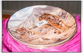 Collection Of 12 Cabinet Plates Royal Doulton 'Desert Tigers' By Willem De Beer, Compton & Woodhouse