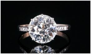 Single Stone Diamond Ring Set With An Old Round Brilliant Cut Diamond, Claw Set Coronet Mount
