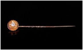 Antique 9ct Gold Diamond Stick Pin