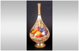 Royal Worcester Handpainted Vase 'Fallen Fruits' Still Life signed Ricketts, Date 1918. Good