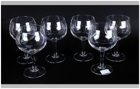 Set Of Six Large Stemmed Wine Glasses