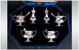 George V 10 Piece Silver Condiment Set. Hallmark Birmingham 1913. Boxed.