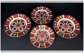 Royal Crown Derby Old Imari Pattern Set Of 4 Plates, date 1987, date 2004. 7.25'' in diameter,