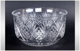 Large Cut Glass Fruit Bowl with star cut base. 11 inches in diameter.