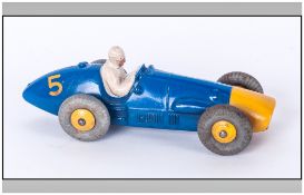 Dinky Toys Diecast Model Car 23H 'Ferrari' Racing Car and Driver. Circa 1950's. Blue and yellow