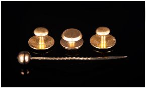 18ct Gold Studs ( 3 ) In Total. Fully Hallmarked For Birmingham 1929 with 1 9ct Gold Pin. 4.2 Grams.