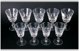 Set Of Four Cut Glass Liquor Glasses together with 5 other glasses