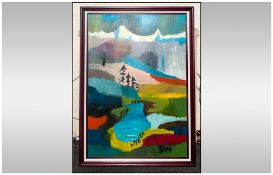 Michael Steinpichler Austrian Artist Born 1943 Titled 'Mountain Fields' Oil on canvas, signed &