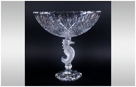 Waterford - Very Fine Cut Crystal Seahorse Boat Bowl Centrepiece with Certificate. Number 80 -