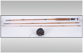 Martin James Three Piece Fishing Rod ' Everyman' 150.B, in canvas case. Together with an unamed