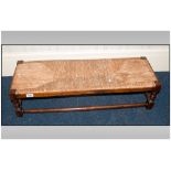 Oak Framed Double Footstool With Woven Rush Top