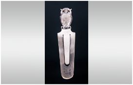 Sampson Morden Figural Owl Silver Bookmark Hallmark London 1923. 4'' in length. Excellent