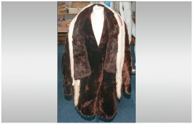 Dark Brown Beaver Lamb Fur Coat, fully lined. Together with mink tippet & ermine collar