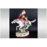 Italian - 20th Century Large Hand Painted Ceramic Sculpture of a 19th Century Napoleonic Military