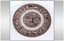 Unusual Staffordshire Pottery Sepia Printed Plate marked to back Paris.White.Ironstone Woronzoff,
