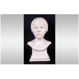 J M Jardine Chalk Bust of a Young Girl, shown wearing a fashionable 'bob' hairstyle of the 1920's;