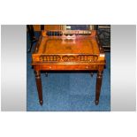 Mahogany Reproduction Tray Top Side Table In The Regency Style, Having a Deep Fret Work Edge With