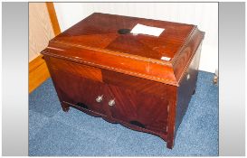 Mahogany Floor Standing Gramophone, hinged domed top which opens to reveal silver plated fittings