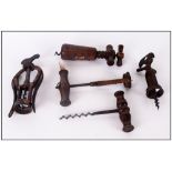 James Heeley Patent Corkscrew With Four Other Antique Corckscrews