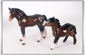 Small Beswick Model Of A Shire Horse & Shetland Pony