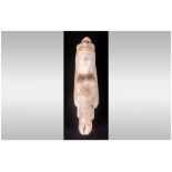 Antique Carved Alabaster Figure of a Lady Deity In Headdress, with a Snake Coiled around her Body,