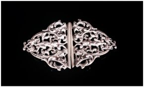 Edwardian Silver 'Nurse's' Buckle, each half showing a putto surrounded by openwork rococo