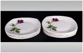 Midwinter Style craft Fashion Tableware Plates ( 13 ) In Total. ' Red Rose ' Pattern. Each Plate 9