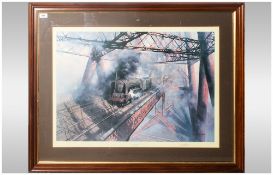 David Shepard Limited Edition Train Print Titled 'Over The Forth' with blind stamp. Pencil signed to