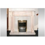 A Bleached Pine Carved Wood Adams Style Contemporary Fireplace with swaggering to the top panels,