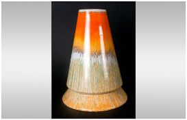 Shelley Art Pottery Vase of Conical Shape, With an Orange and Yellow Oiled Glaze. Vase Shape No to