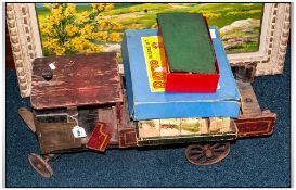 Early 20thC Scratch Built Tip Truck Of Wooden Construction With Cast Metal Bonnet, Wheels & Axle,