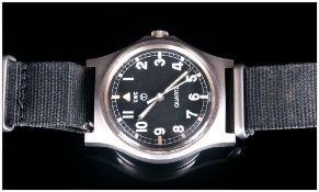 Military Wristwatch Black Dial, Arabic Numerals With Centre Seconds, Marked CWC Quartz. Number To