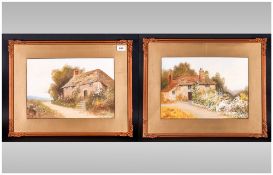 Reginald Daniel Sherrin (1891-1971 British)  Old Kent Cottages, A Pair each 10 x 15 inches image