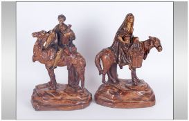 Austrian / Bernard Bloch 19th Century Pair of Terracotta Middle - Eastern Figures. Marked B.B To