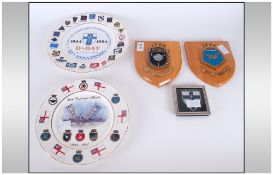 Military Memorabilia Including Three Wooden Wall Plaques/Crests, Two D Day Plates, Limited Edition D