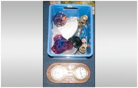 Collection Of Miscellaneous Comprising Coloured Glass To Including Bohemian, Brass Candlesticks,