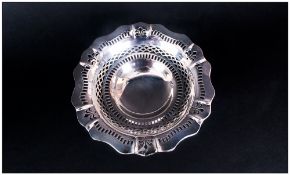 Edwardian - Attractive Silver Pedestal Bowl With Pierced and Openwork Decoration to Bowl and Base.