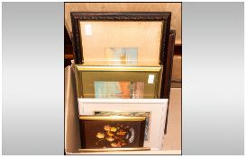 Box Containing A Collection Of Pictures, Comprising Oil On Board, Country Cottages Signed P Donne.