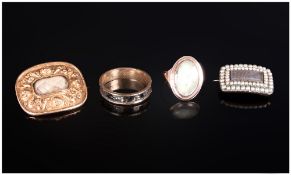 Small Collection Of 18th/19th Century Mourning Jewellery Comprising A Gilt Metal Brooch Central