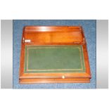 Edwardian Mahogany Table Top Writing Slope, Gallery Top With Hinged Leather Slope, Plain Interior.