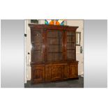 A William IV Fine Pollard Oak Breakfront Library Bookcase Circa 1835. The upper section with a