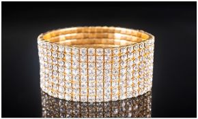 White Crystal Eight Row Bracelet, a classic bangle style stretch bracelet of good quality round
