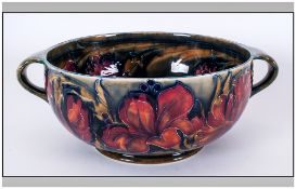 William Moorcroft Signed Two Handle Footed Bowl ' Spanish ' Pattern. c.1916. Height 4 Inches,