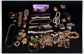 A Good Collection of Vintage Costume Jewellery. Includes Necklaces, Bracelets, Brooches etc +