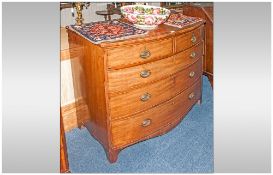 Early 19th C Bow Fronted Mahogany Chest of Drawers two short over three long graduating lockable